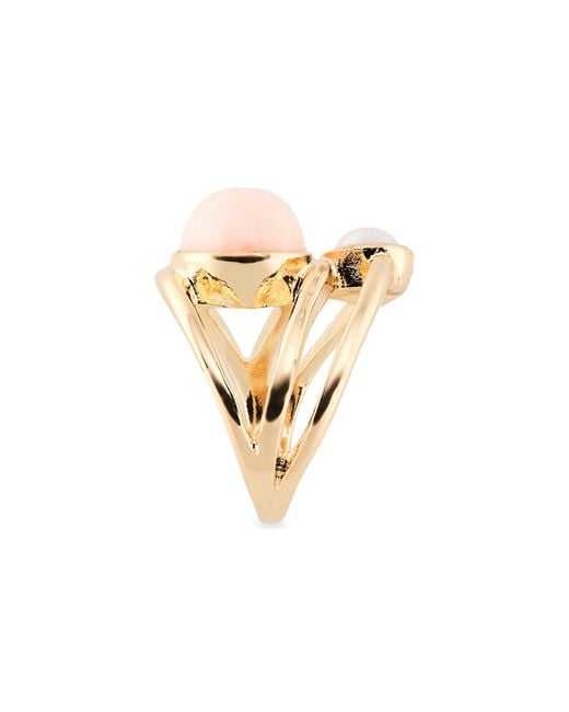 Nordstrom White Imitation Pearl Caged Band Ring
