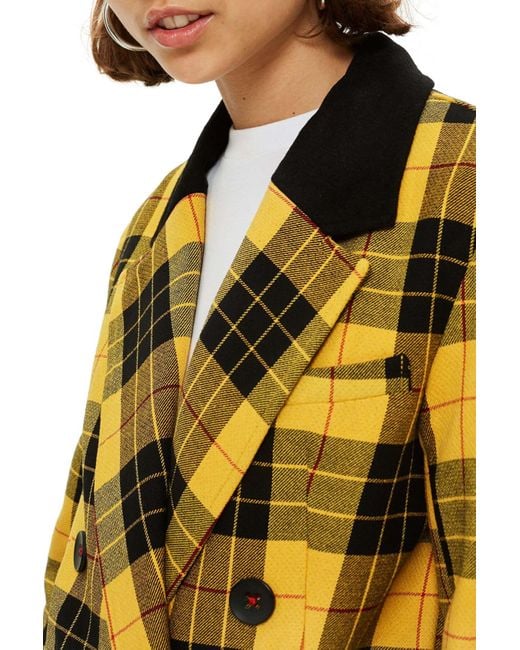 Topshop yellow 2025 tartan coat