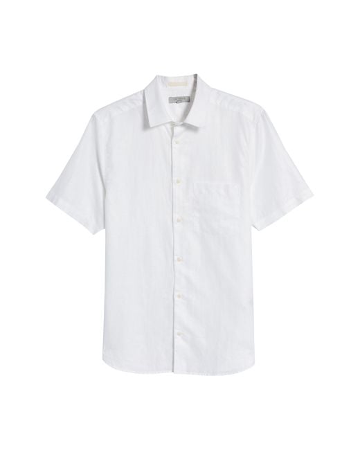 Ted Baker White Addle Short Sleeve Linen & Cotton Button-up Shirt for men