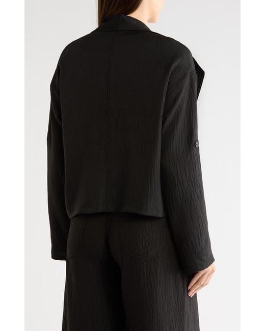 Max Studio Black Textured Drape Jacket