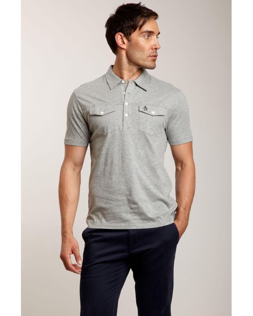 Original Penguin Gray Double Pocket Polo for men