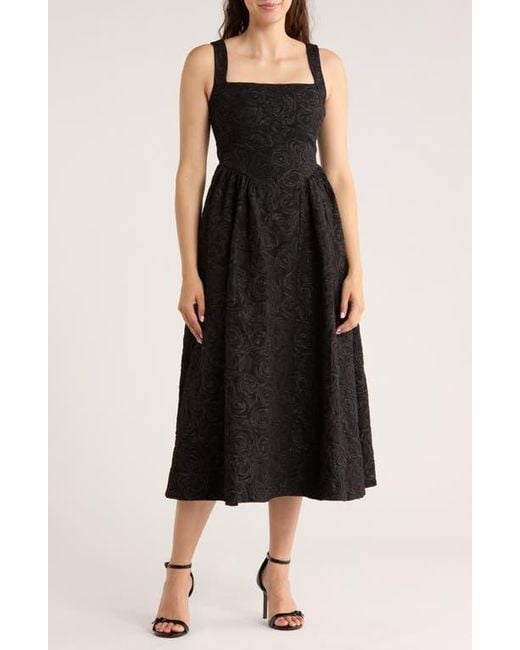 Blu Pepper Black Floral Midi Dress