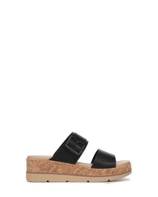 Dr. Scholls Black Once More Platform Wedge Slide Sandal