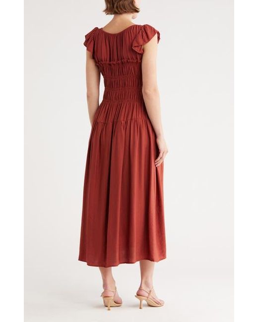 Blu Pepper Shirred Maxi Dress