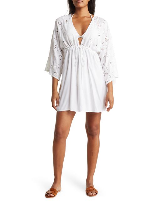 Boho Me White Eyelet Tie Front Cover-up Dress