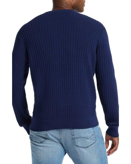 Robert Graham Blue Dobbs Waffle Knit Sweater for men