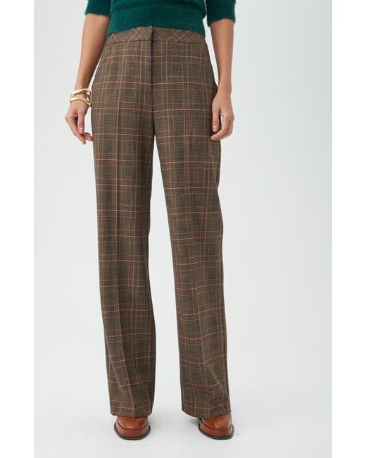 Trina Turk Brown Sadie Plaid Wide Leg Pants