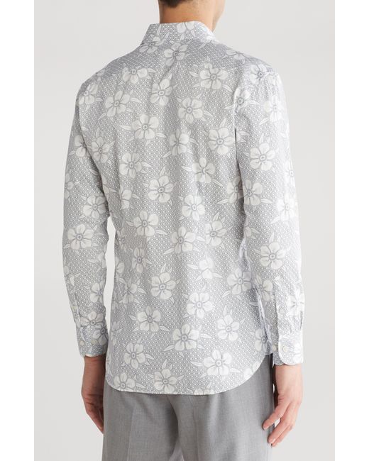 Ted Baker Gray Roxwel Print Stretch Cotton Button-up Shirt for men