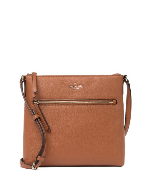 Kate Spade Jackson Top Zip Leather Crossbody Bag in Brown | Lyst