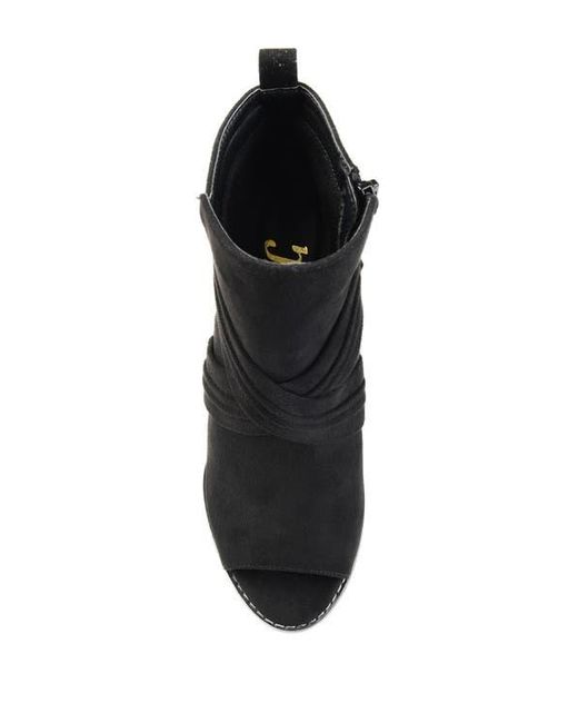 Journee Collection Black Sabeena Wedge Peep Toe Bootie