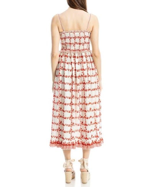 Max Studio White Ruffle Printed Midi Sundress