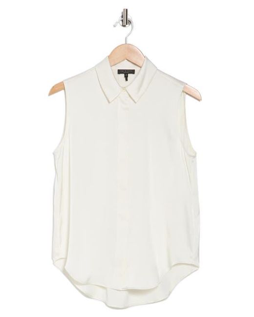 Rag & Bone White Darla Sleeveless Satin Button-Up Shirt