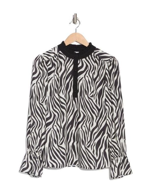 Gemma Jane Black Georgette Button Front Top