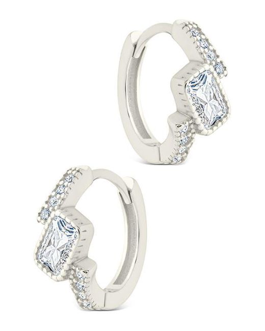 Sterling Forever White Maevyn Cubic Zirconia Huggie Hoop Earrings