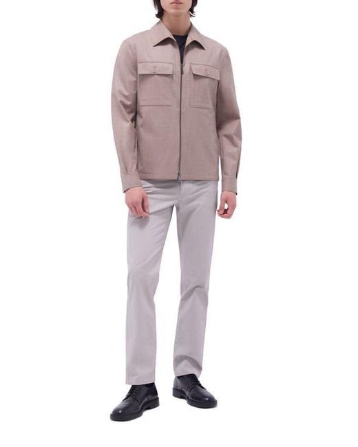 Bugatchi Brown Stretch Wool Zip Shirt Jacket for men
