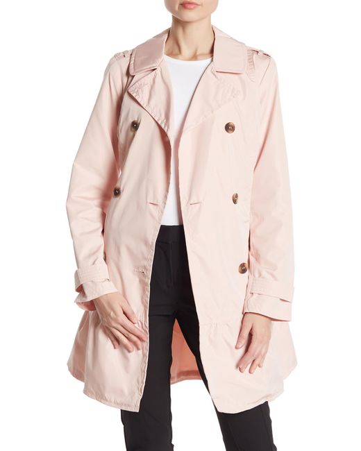 Kate Spade Pink Flounce Double-breasted Trench Coat