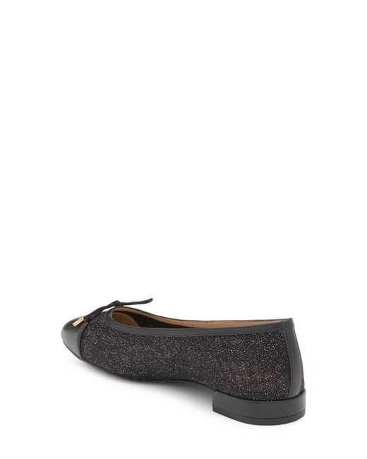 Stuart Weitzman Black Sleek Cap Toe Bow Flat