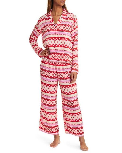 BP. Satin Fairisle Pajama Set in Red Lyst