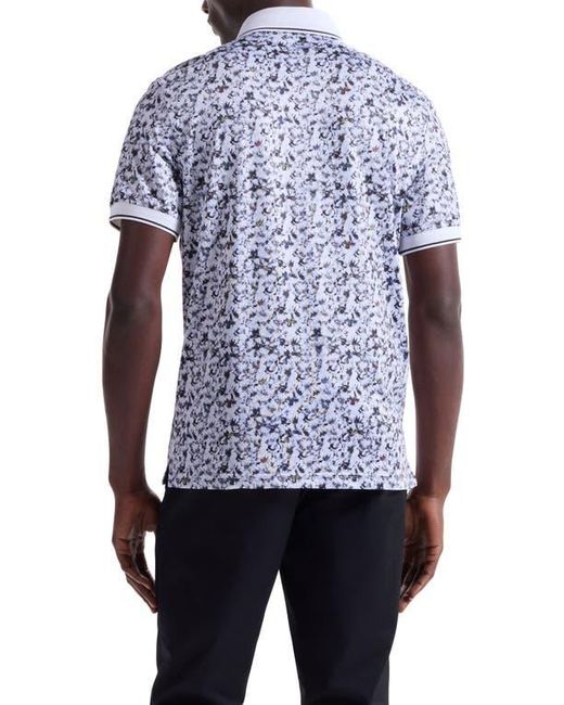 Bugatchi Blue Three-Button Performance Polo for men