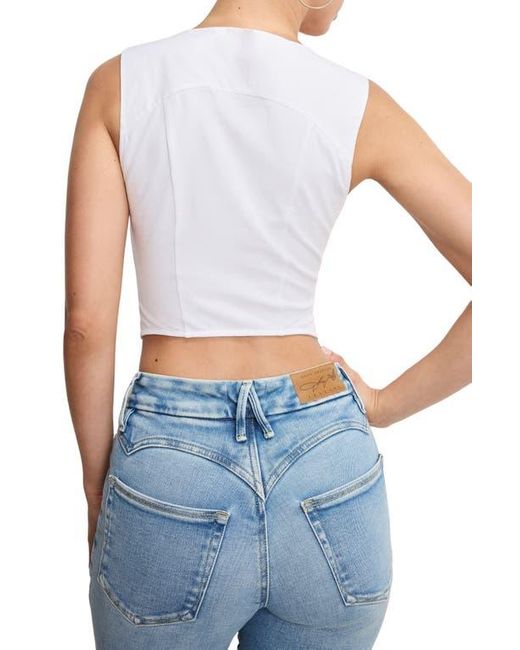 GOOD AMERICAN White Dolly Cotton Poplin Bustier