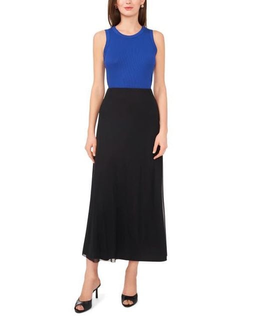 Halogen® Blue Fitted Ribbed Tank Top