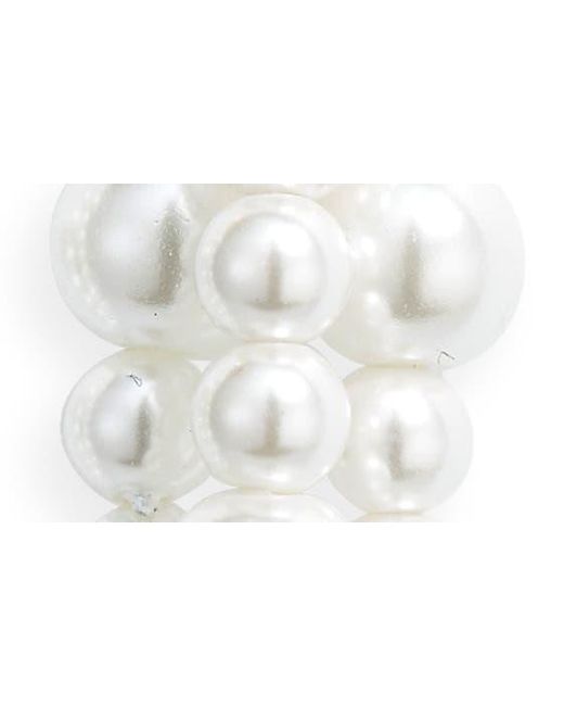 Open Edit White Imitation Pearl Tassel Earrings