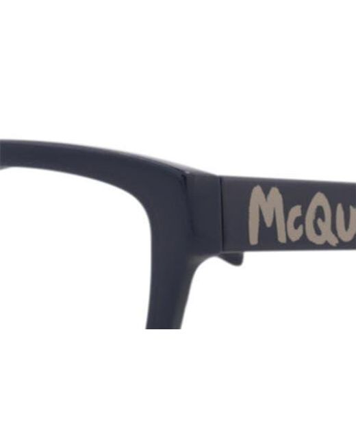 McQueen Black 54Mm Rectangular Optical Glasses for men