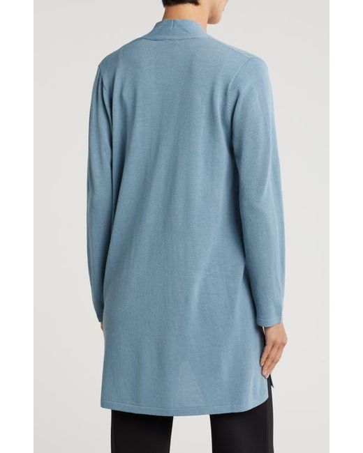 Eileen Fisher Longline Wool Cardigan in Blue Lyst