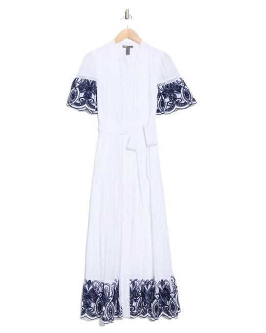 Love By Design Southampton Embroidered Maxi Shirtdress in White | Lyst