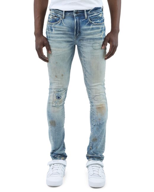 PRPS Blue Zoom Skinny Fit Stretch Rip & Repair Jeans for men