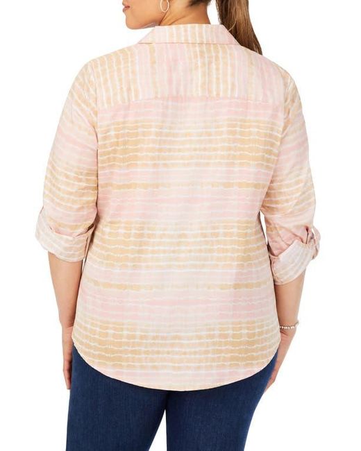 Foxcroft Blue Zoey Tie Dye Cotton Button-Up Blouse