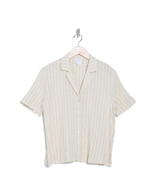 Melrose and Market White Crinkle Plaid Camp Shirt