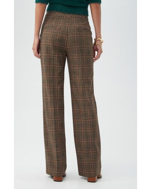 Trina Turk Brown Sadie Plaid Wide Leg Pants