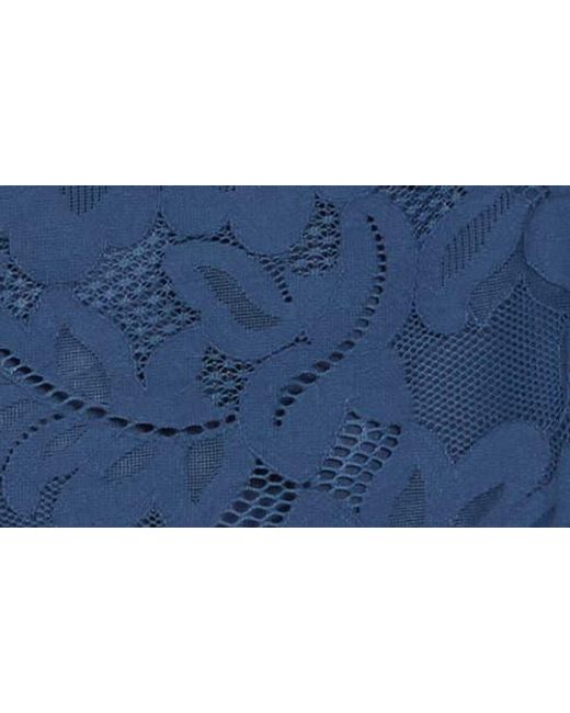 Forgotten Grace Blue Lace Button Tank