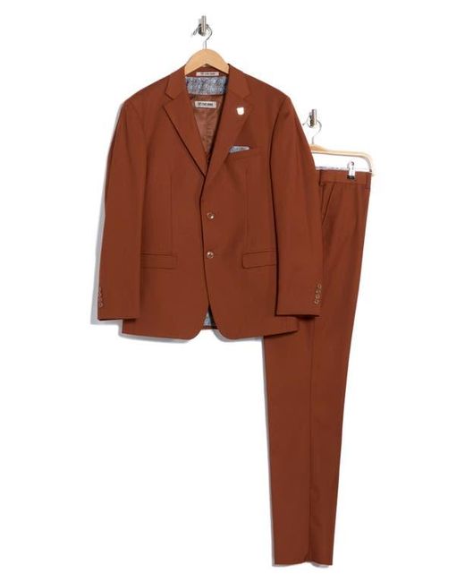 ZEGARIE Brown Solid 3-Piece Suit for men