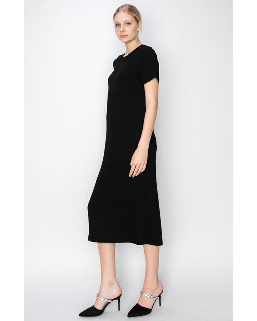 MELLODAY Black Textured Knit Midi Dress