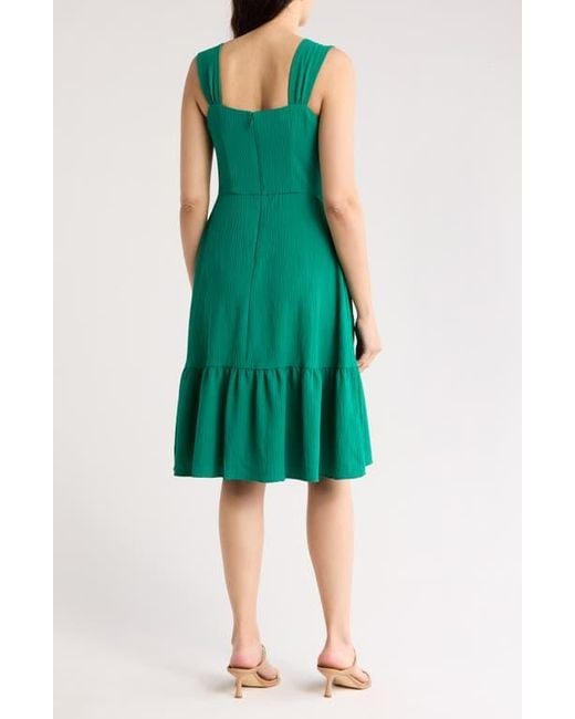 Eliza J Green Button Front A-Line Midi Dress