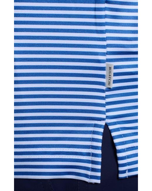 Bugatchi Blue Three-Button Performance Polo for men