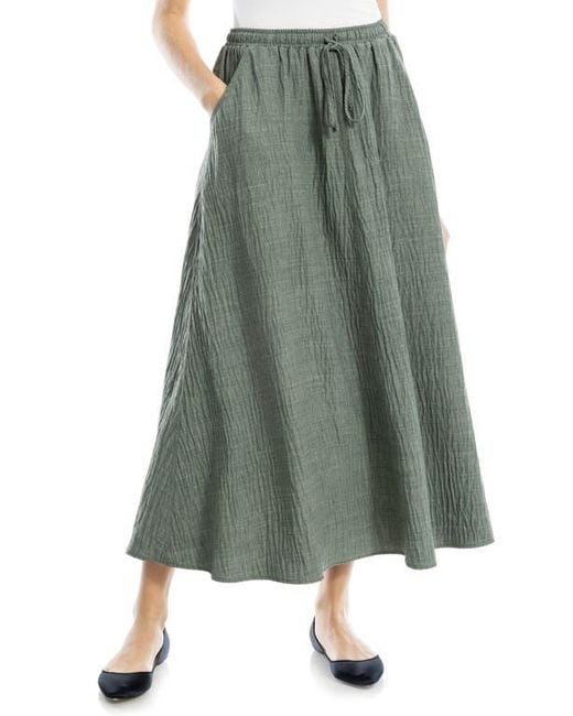 Max Studio Green Textured Crop Maxi Skirt