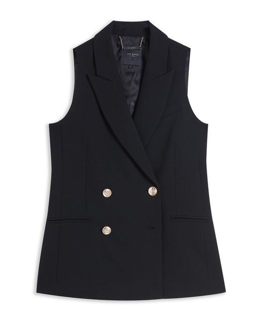 Ted Baker Black Double Breasted Twill Vest