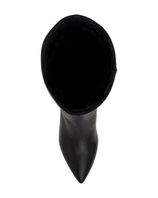 Calvin Klein Black Leather Pointy Toe Knee-High Boots