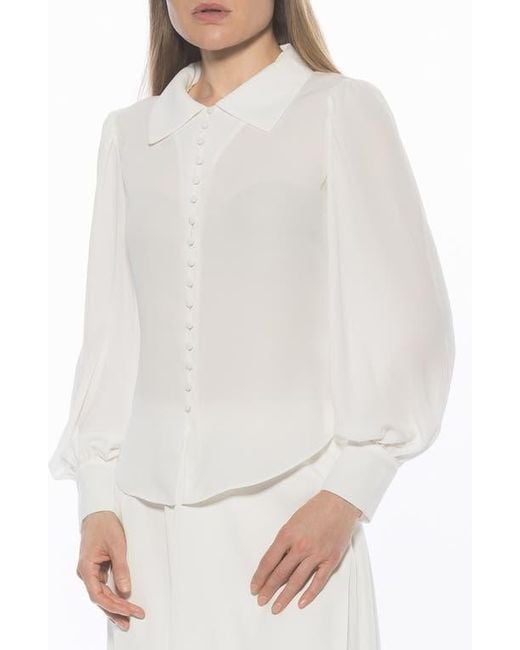 Alexia Admor White Rah Covered Button-Down Top