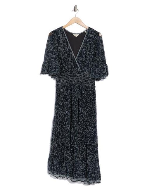 Max Studio Black Smocked Waist Mesh Dress