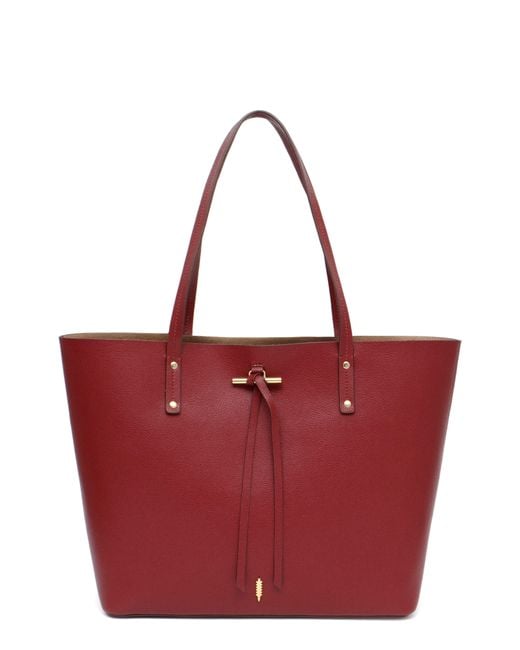 thacker Red Fran Leather Tote Bag