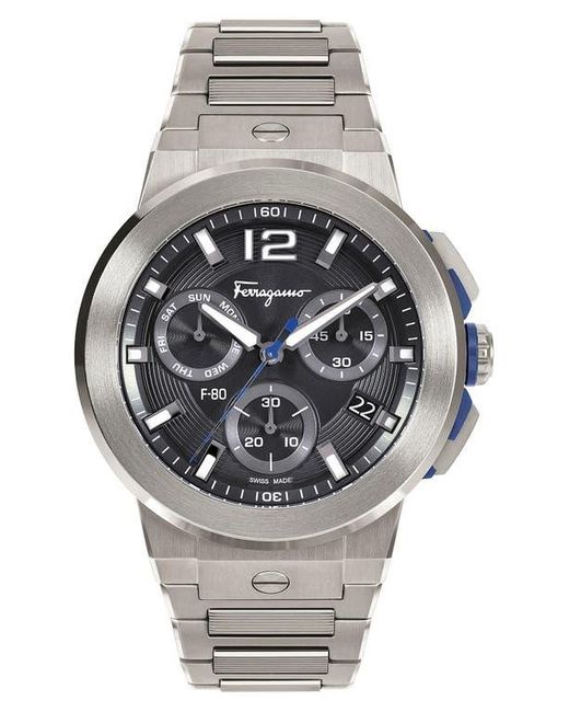 Ferragamo Gray F-80 Titanium Tech Chronograph Bracelet Watch, 44Mm for men