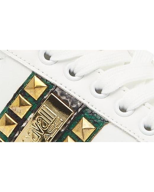 Roberto Cavalli Metallic Logo Hardware Low Top Sneaker