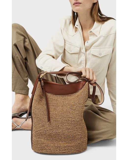 Rag & Bone Brown Belize Straw Bucket Bag