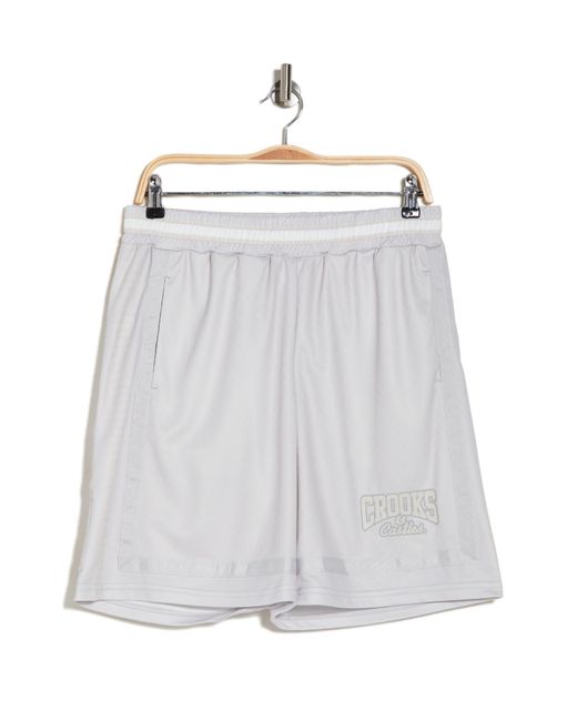 Crooks and Castles White Printed Mesh Shorts for men