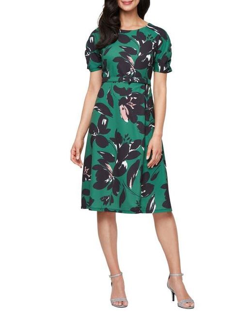 Sl Fashions Green Short Sleeve A-Line Dress