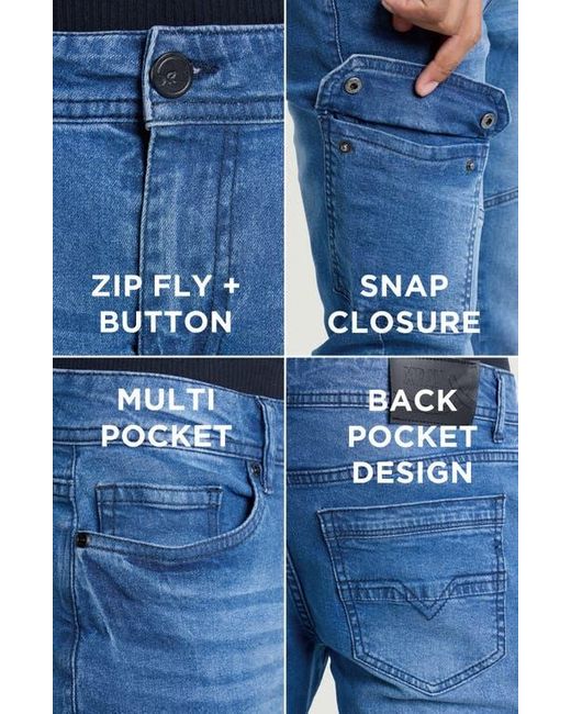 Xray Jeans Blue Slim Fit Cargo Jeans for men